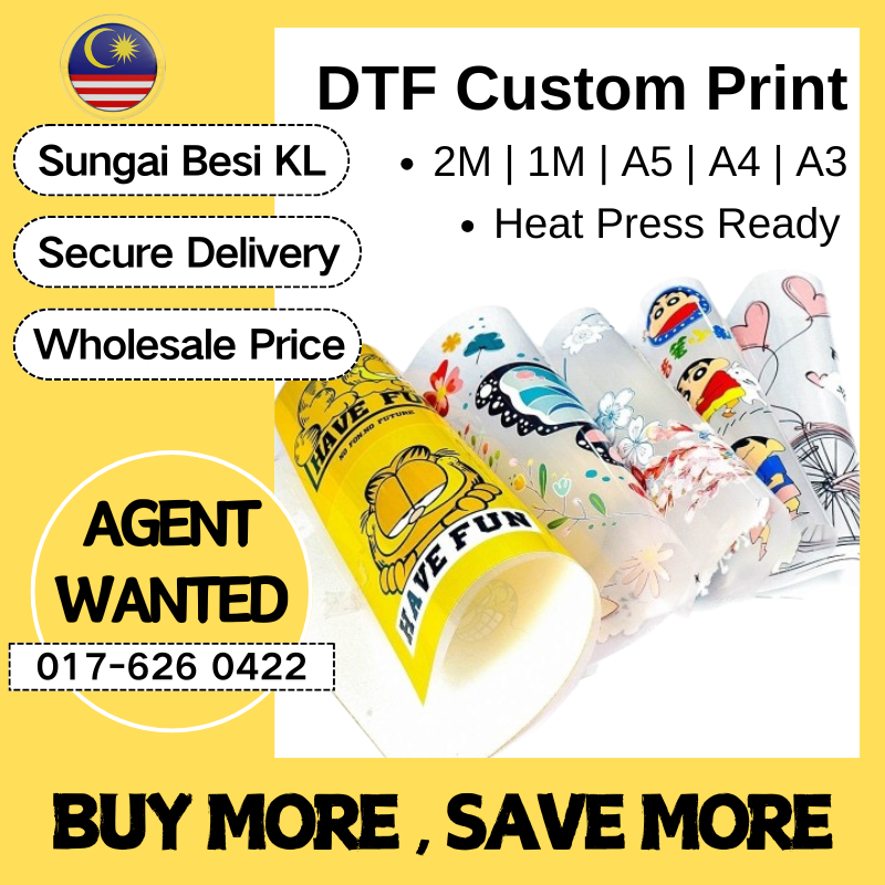 DTF Printing DTF Film Printing Iron On Heat Transfer Film DTF Cetak Baju Custom T-Shirt DTF Sticker