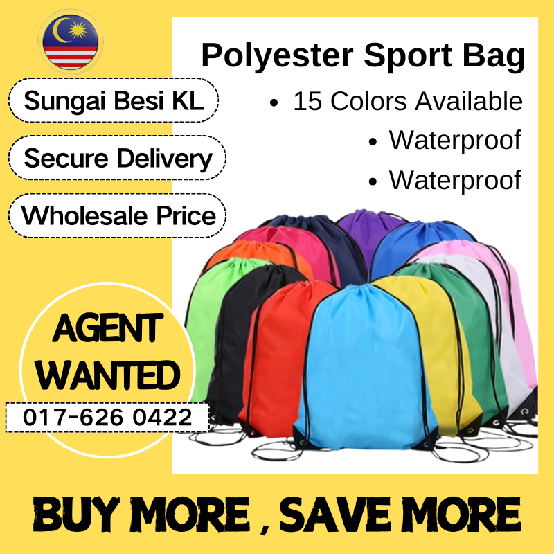 Polyester Drawstring Bag Waterproof Sport Bag Outdoor Storage Bag String Backpack Gym Hiking Marathon Beg Sukan 运动袋运动包