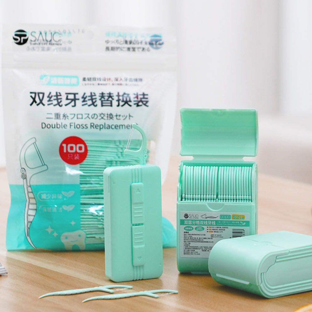 Dental Floss Picks 52PCS/Box Tooth Cleaning Floss Refillable Toothpick Floss Pick Oral Care 一次性牙线棒