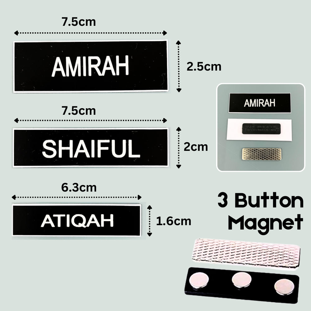 Formal Name Tag Pin Cikgu/Pekerja Pejabat/Murid Standard Size Name Tag Engrave 名牌定制