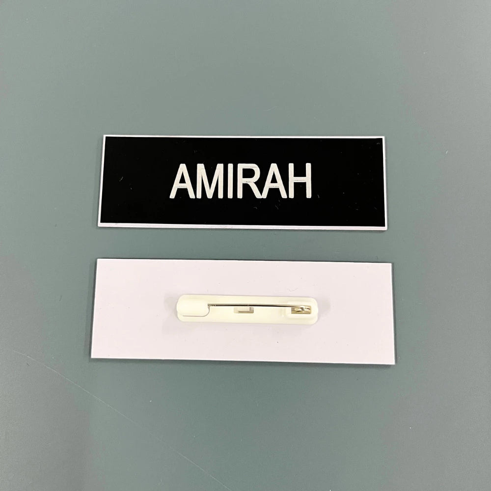 Formal Name Tag Pin Cikgu/Pekerja Pejabat/Murid Standard Size Name Tag Engrave 名牌定制