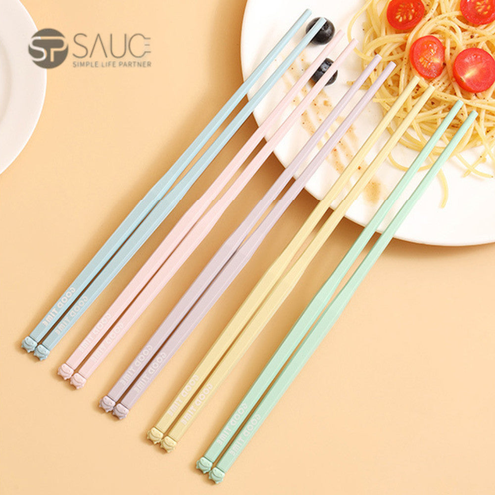 5 Pairs Cute Alloy Chopsticks Anti-Slip Matte Texture Eco-Friendly Reusable Dishwasher Safe 5双合金餐筷防滑