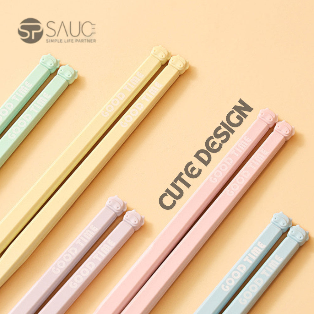 5 Pairs Cute Alloy Chopsticks Anti-Slip Matte Texture Eco-Friendly Reusable Dishwasher Safe 5双合金餐筷防滑