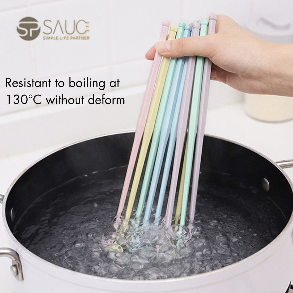 5 Pairs Cute Alloy Chopsticks Anti-Slip Matte Texture Eco-Friendly Reusable Dishwasher Safe 5双合金餐筷防滑
