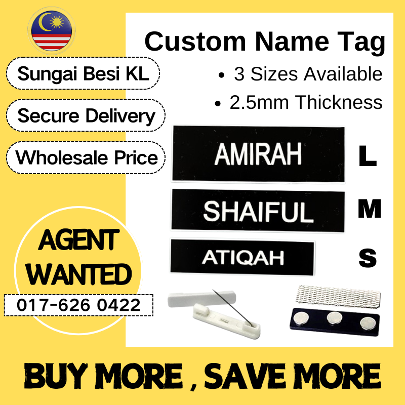 Formal Name Tag Pin Cikgu/Pekerja Pejabat/Murid Standard Size Name Tag Engrave 名牌定制