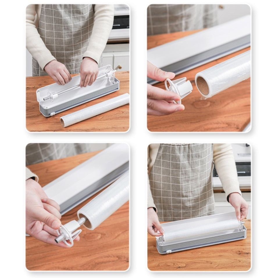 Magnetic Food Packaging Cling Film Cutting Box Cling Film Storage Plastic Wrap Cutter Cling Film Dispenser 保鮮紙切割器