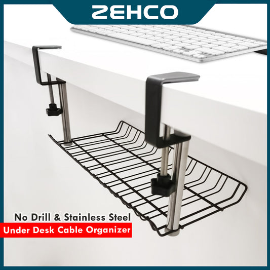No Need Drill Under Desk Cable Management Tray Cable Organizer Stainless Steel Wire Organizer Cable Storage Rack