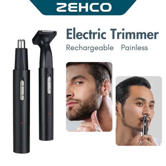 Zehco Rechargeable 2 in 1 Electric Nose Hair Trimmer Beard Shaver Painless Electric Nose Trimmer Bulu Hidung 电动鼻毛修剪器