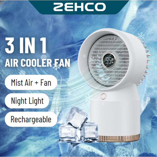3 IN 1 Kipas Mini Air Circulation Fan Air Cooler Fan Rechargeable Table Fan Humidifier Home Office Kipas Sejuk 加湿风扇