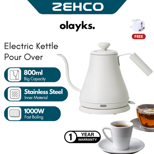 Olayks Pour Over Electric Coffee Kettle Stainless Steel 800ml Electric Kettle for Drip Coffee Pot Tea Pot 咖啡手冲壶挂耳壶