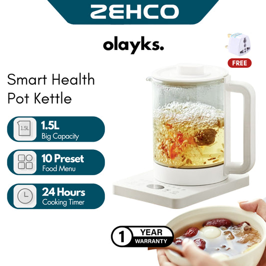 Olayks 1.5L Electric Health Pot Kettle 800W Multifunction Electric Kettle Smart Tea Pot Tea Jug Herbal Soup Pot 养生壶