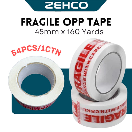 1CTN Fragile OPP Tape 45mm x 160 Yards (160 Meter) Clear Fragile Tape【54pcs/1Ctn】