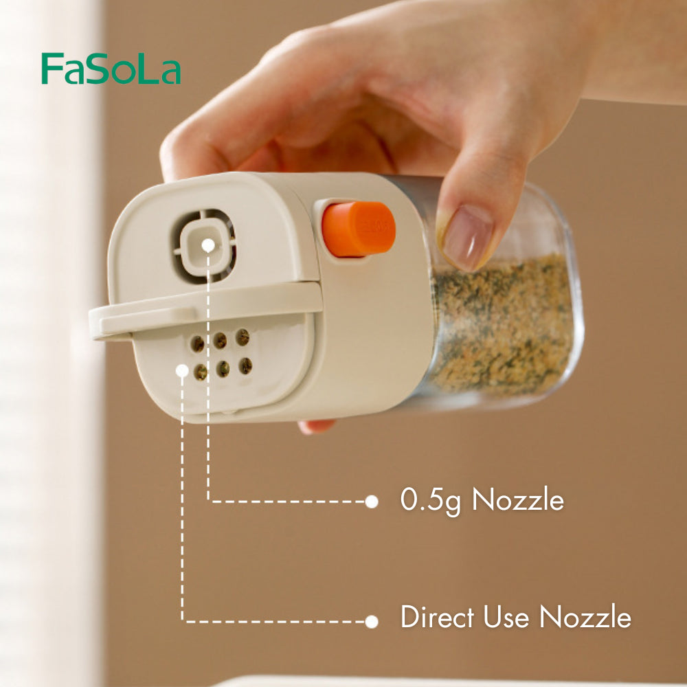 FaSoLa 2 In 1 Seasoning Bottle Dispenser Glass 180ml 50g One Press Salt Seasoning Container 盐罐调料罐