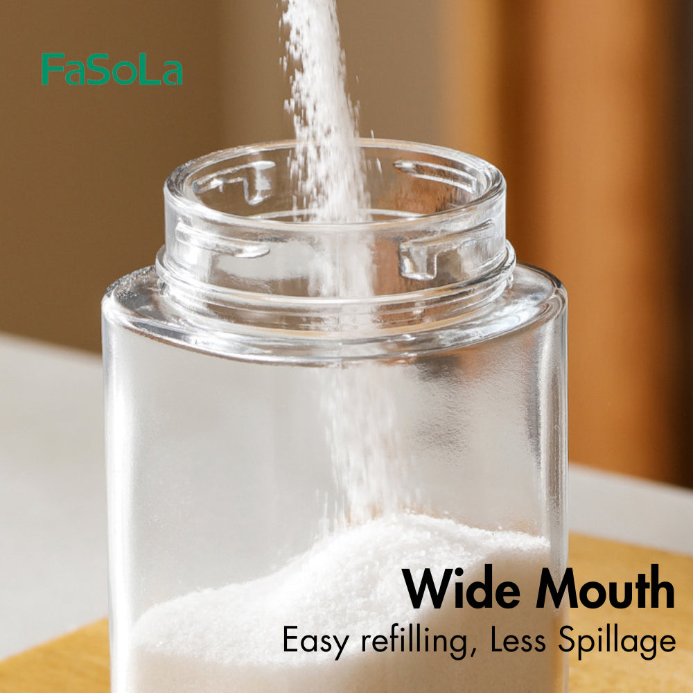 FaSoLa 2 In 1 Seasoning Bottle Dispenser Glass 180ml 50g One Press Salt Seasoning Container 盐罐调料罐