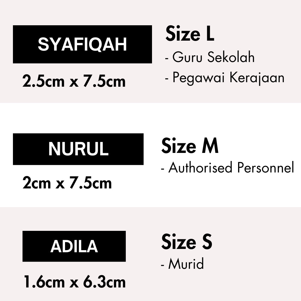 Formal Name Tag Pin Cikgu/Pekerja Pejabat/Murid Standard Size Name Tag Engrave 名牌定制