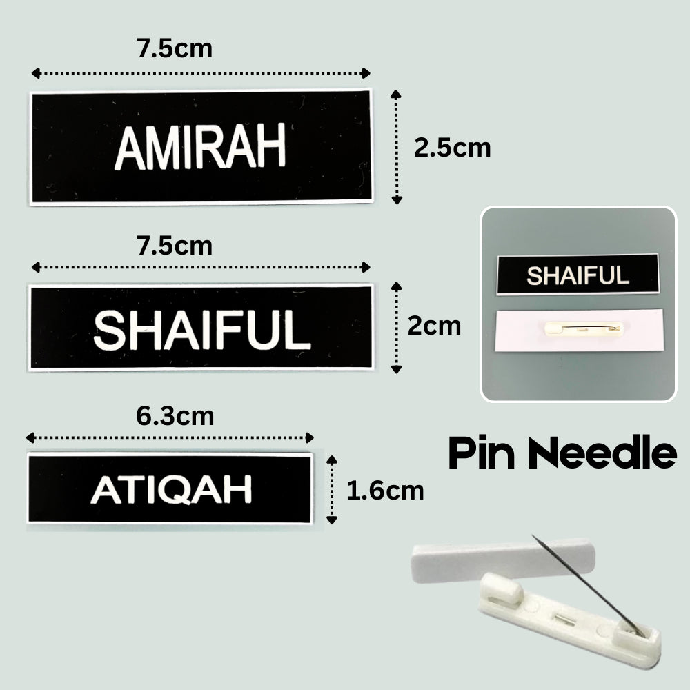 Formal Name Tag Pin Cikgu/Pekerja Pejabat/Murid Standard Size Name Tag Engrave 名牌定制