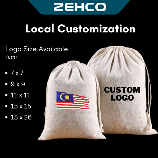 Only Logo Print Custom Logo Drawstring Burlaps Bag Linen Pouch Custom Logo Letter Photo DIY 麻布袋印花定制 (Not Include Bag)