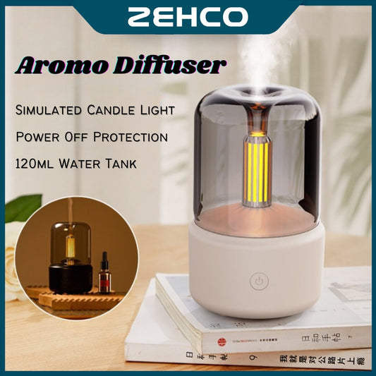 Zehco Essential Oil Aroma Diffuser with Night Light Lamp 120ml Ultrasonic Diffuser Candlelight Air Humidifier 香薰机加湿器