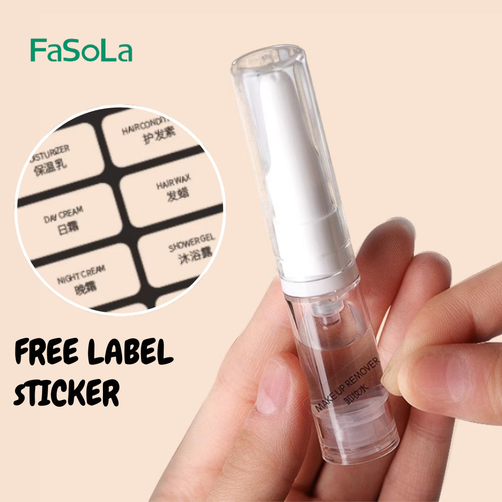 FaSoLa Travel Vacuum Bottle 5ml Airless Pump Portable Travel Bottle Refill 旅行真空按压瓶罐【FREE LABEL】