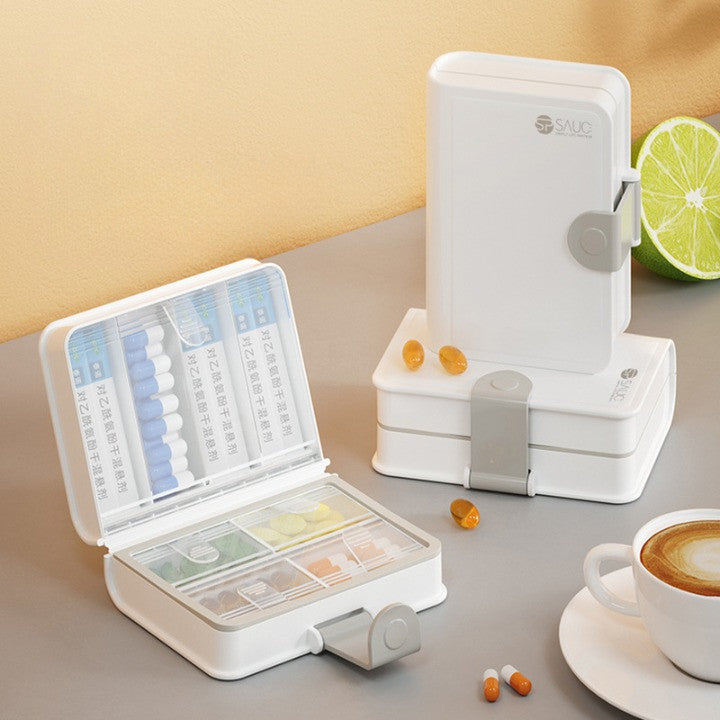 8-Compartment Medicine Box Portable Pill Case Sealed Moisture-Proof Medicine Splitter Box 8格药盒