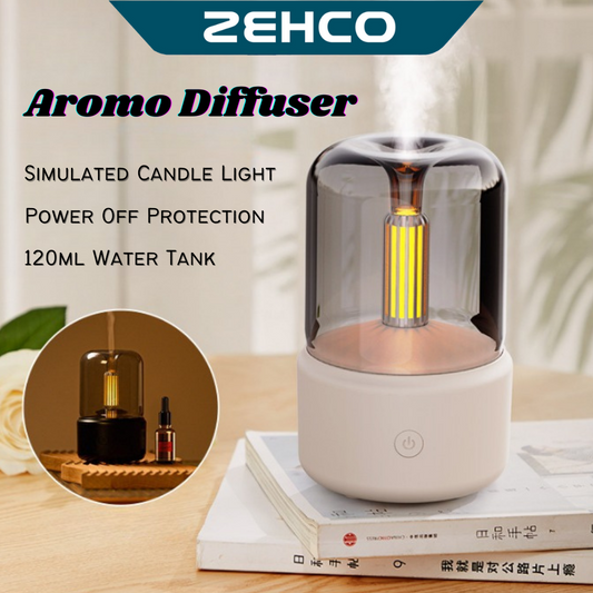 Zehco Candle Light Humidifier Mini Aroma Diffuser Air Diffuser Essential Oil Pewangi Rumah Pelembap Udara Bilik 香薰机加湿器
