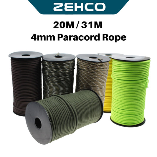 20M & 31M Paracord Rope 4mm 550 Military Standard 9 Cores Parachute Rope Outdoor Camping Tent Clothesline Tali Khemah
