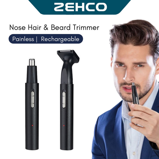 Zehco 2 In 1 Nose Trimmer & Beard Shaver Rechargeable Nose Hair Cutter Beard Shaving Bulu Trim Bulu Hidung 鼻毛